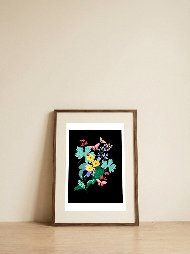 Butterflies — framed, leaning against the wall