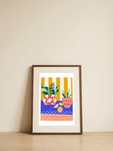 Stripes and circles — framed, leaning against the wall thumbnail