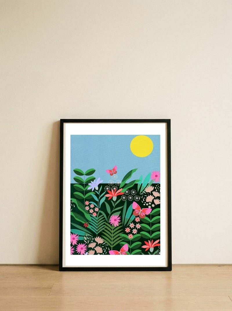 Garden — framed, leaning against the wall