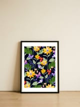 Flowers and butterflies — framed, leaning against the wall thumbnail