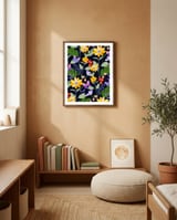 Flowers and butterflies framed in a gentle room thumbnail