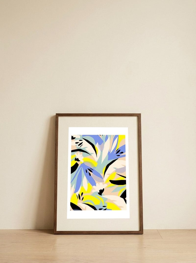 Abstract floral — framed, leaning against the wall
