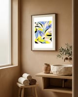 Abstract floral framed in a serene room thumbnail