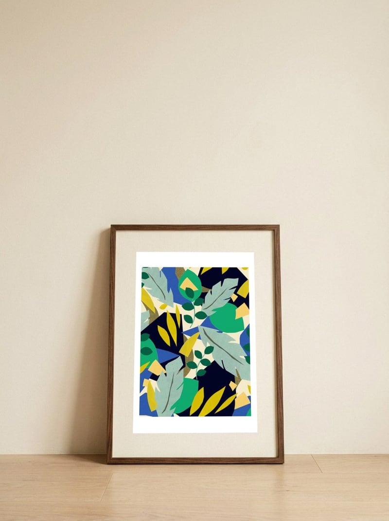 Abstract Leaves — framed, leaning against the wall