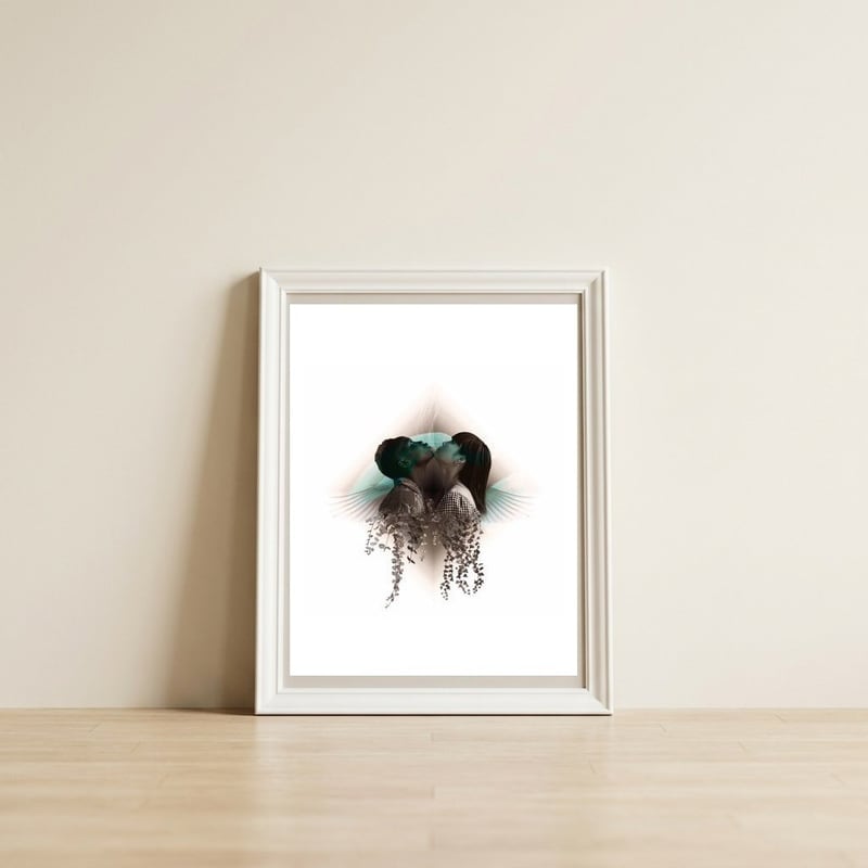 B.e.n — framed, leaning against the wall