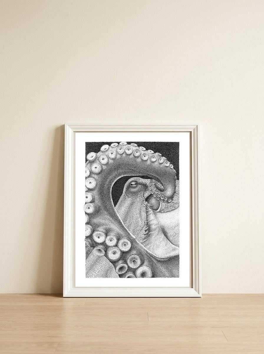 Octopus no. 1 — framed, leaning against the wall