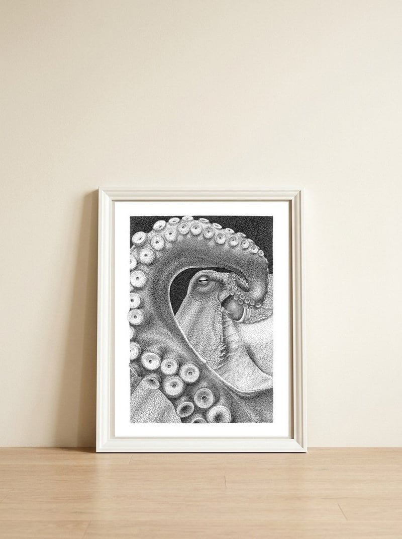 Octopus no. 1 — framed, leaning against the wall