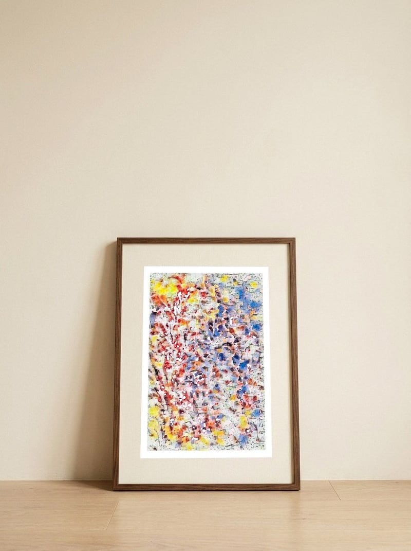 Carnival Fireworks — framed, leaning against the wall