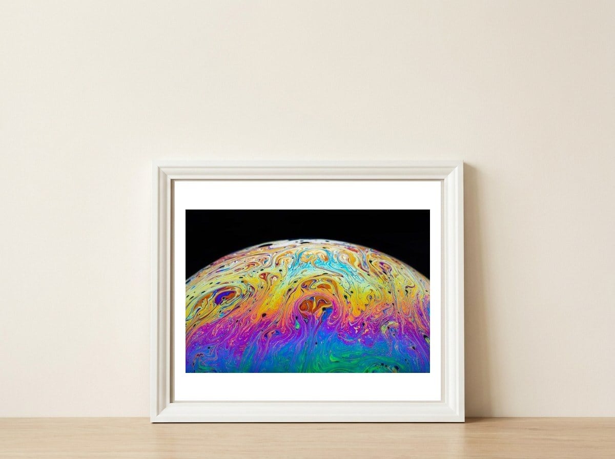 Soap Bubble — framed, leaning against the wall