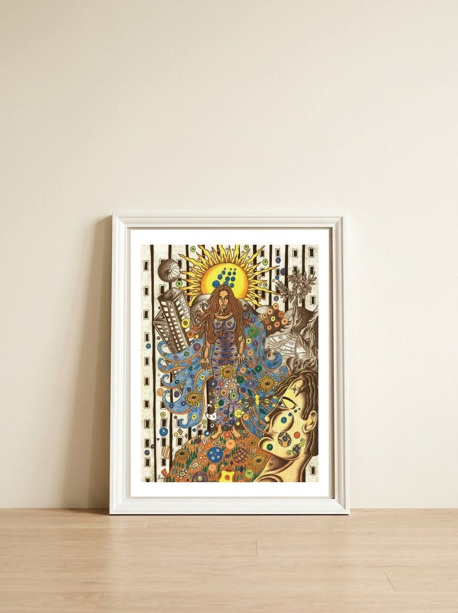 Daughter Of The Sun — framed, leaning against the wall