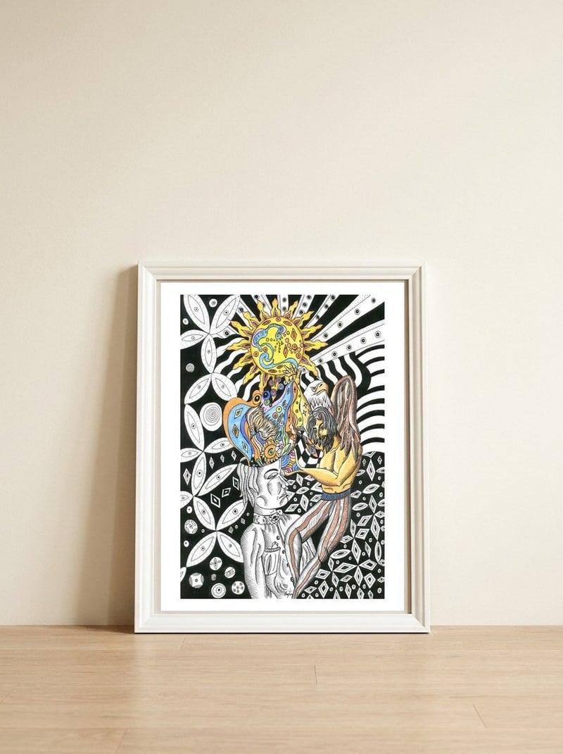 Good News — framed, leaning against the wall