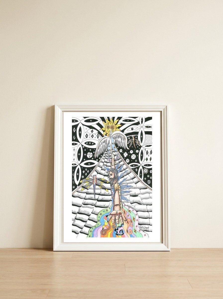 The Key — framed, leaning against the wall