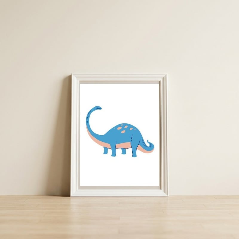 Brontosaurus — framed, leaning against the wall