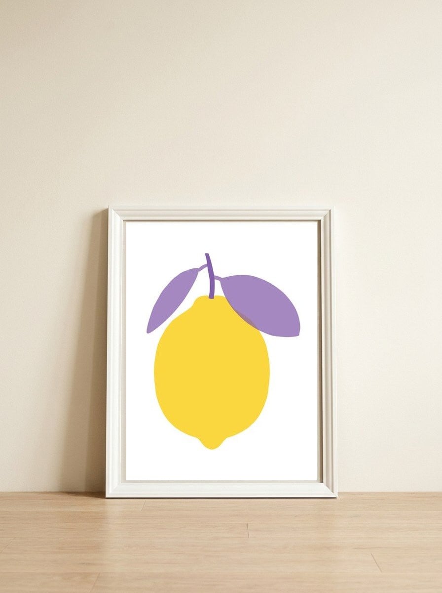 Lemon — framed, leaning against the wall