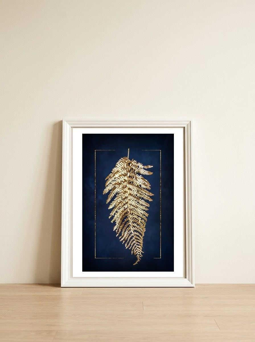 Golden Fern — framed, leaning against the wall
