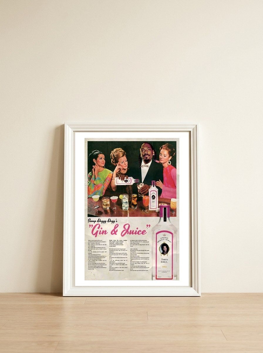 Gin&juice — framed, leaning against the wall