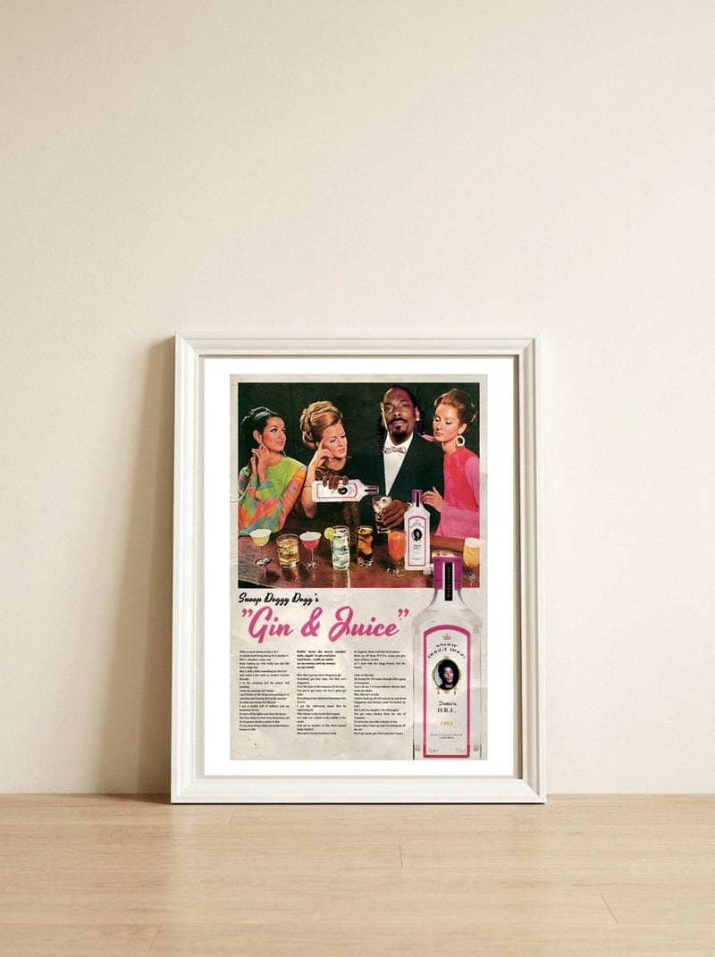 Gin&juice — framed, leaning against the wall