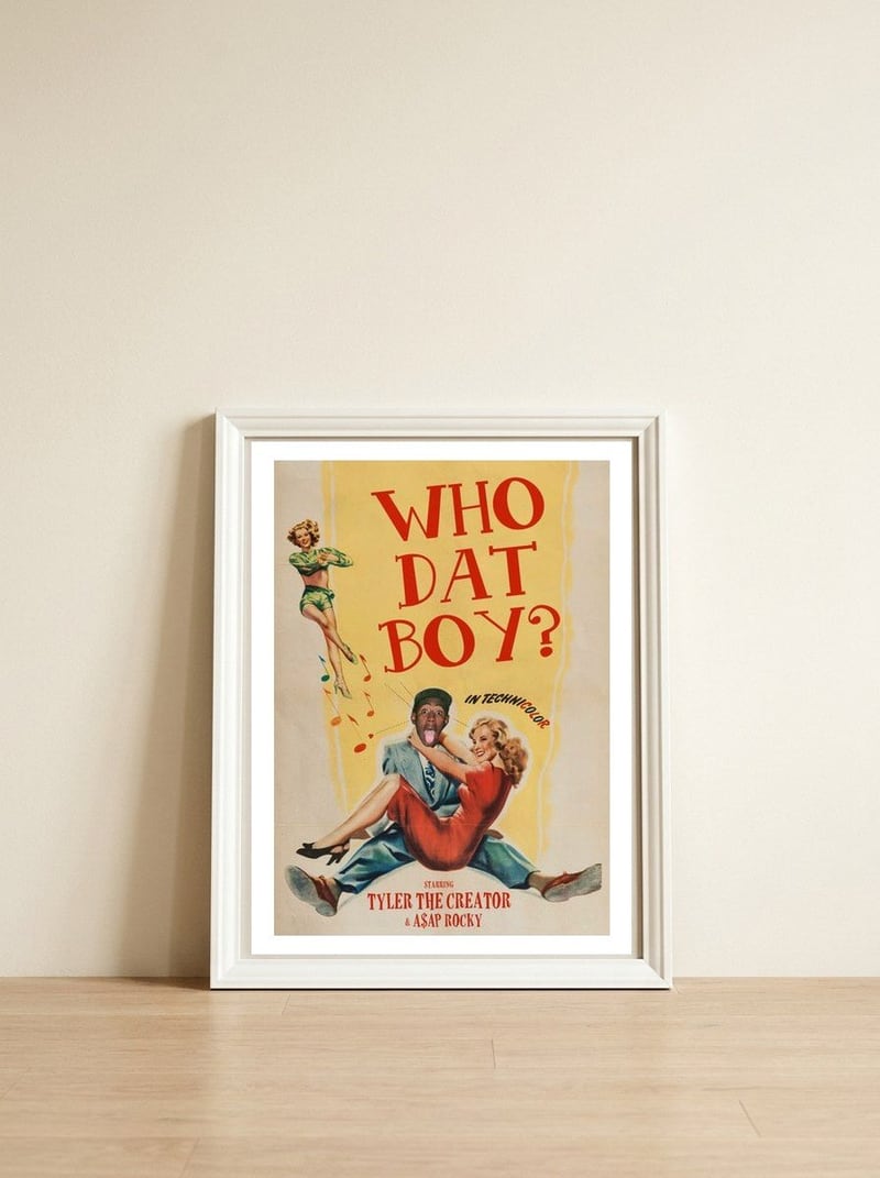 Who Dat Boy — framed, leaning against the wall