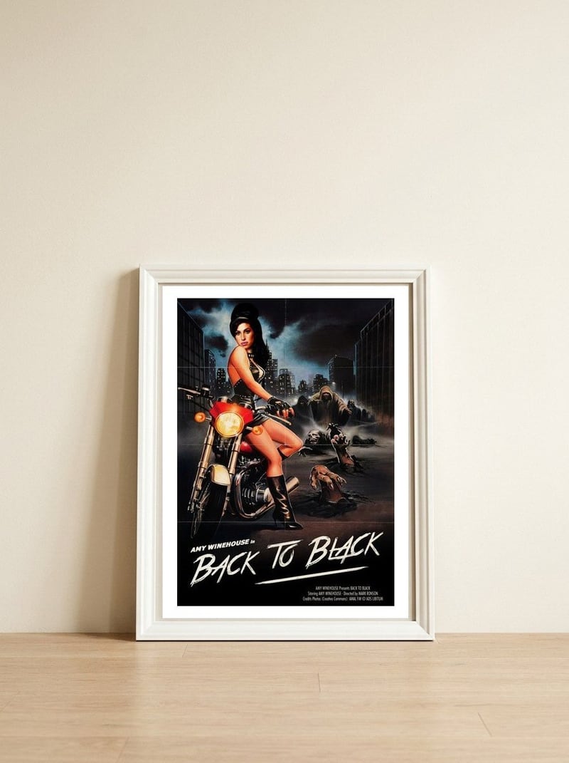 Back To Black — framed, leaning against the wall