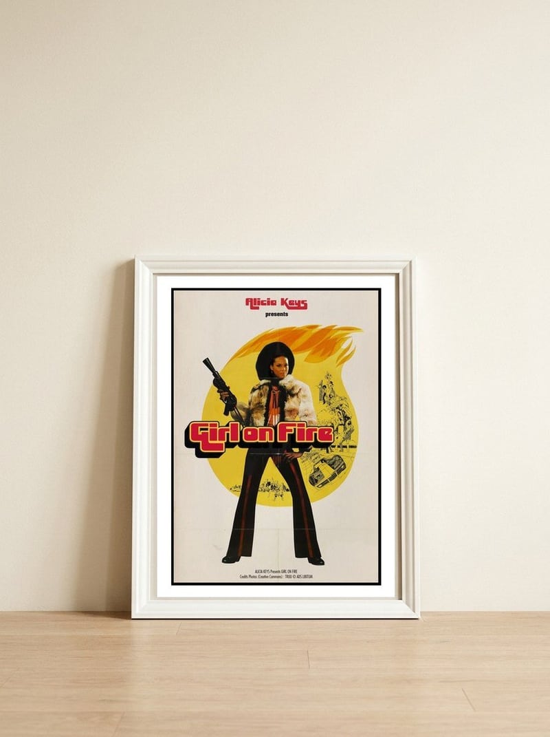 Girl On Fire — framed, leaning against the wall