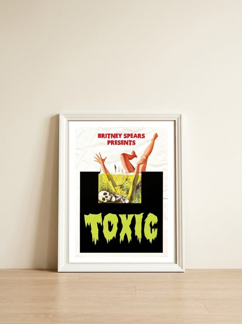 Toxic — framed, leaning against the wall