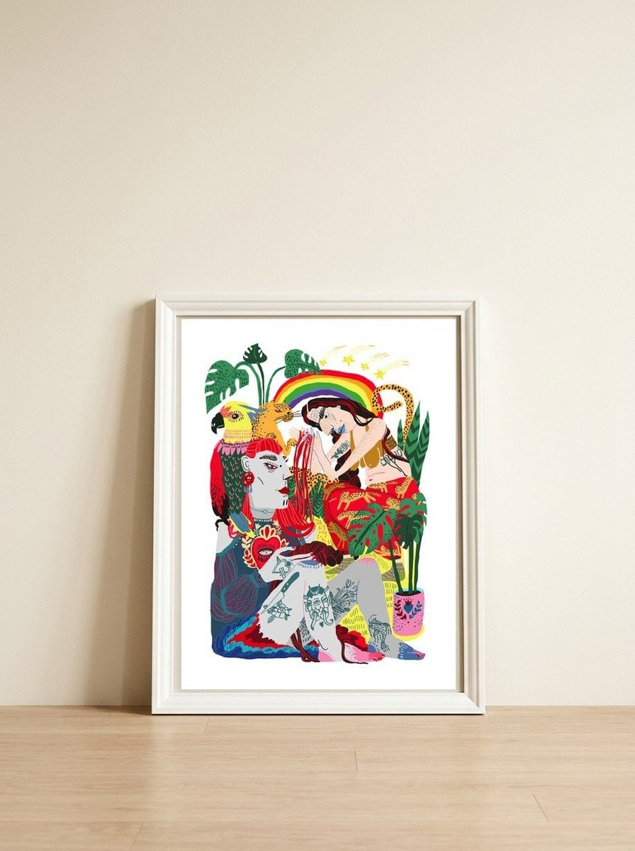 Sisters — framed, leaning against the wall