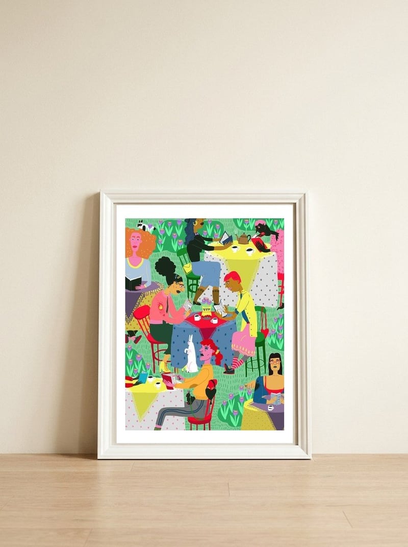 Spring Reading Club — framed, leaning against the wall