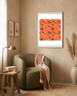 Tiny Witches Pattern (orange Backgrownd) framed in a tender room thumbnail