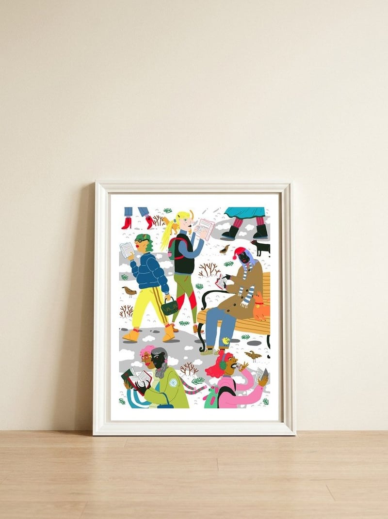 Winter Reading Club — framed, leaning against the wall