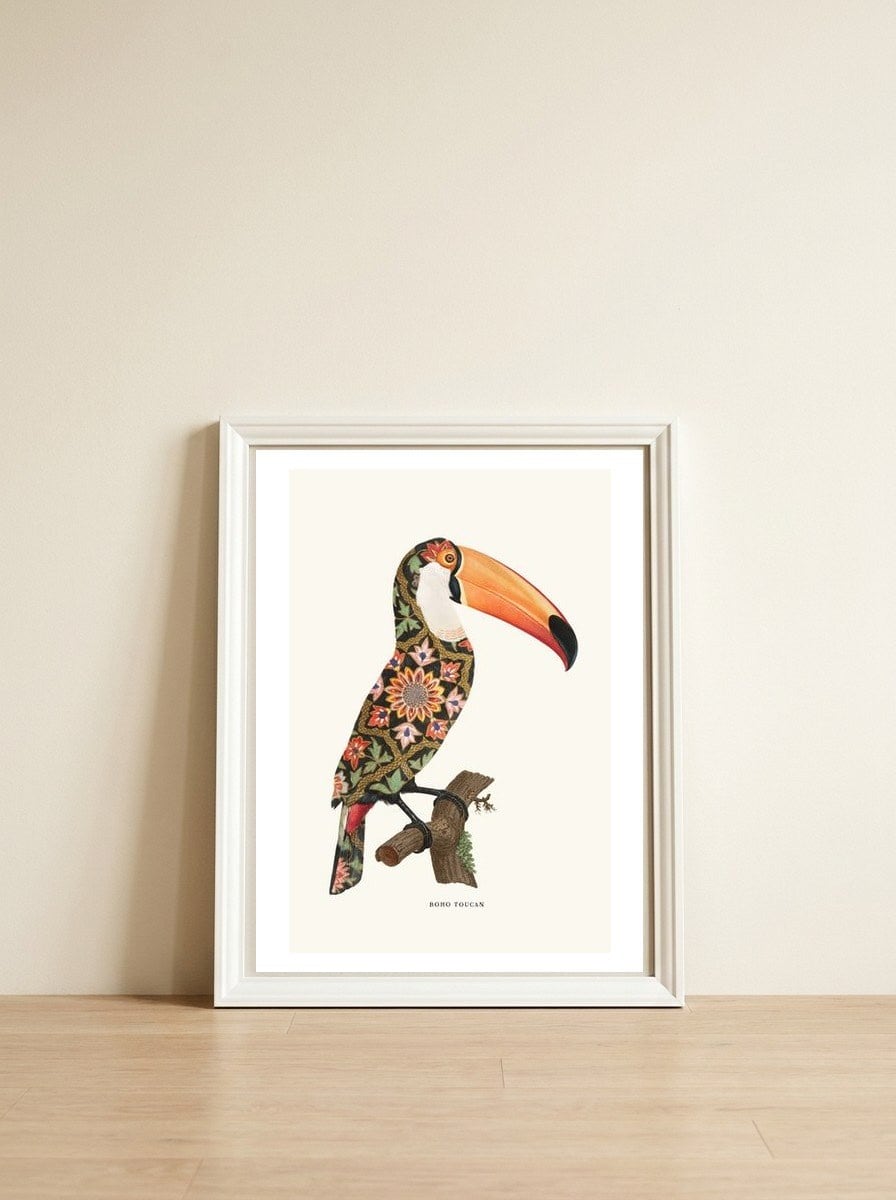 Boho Toucan — framed, leaning against the wall