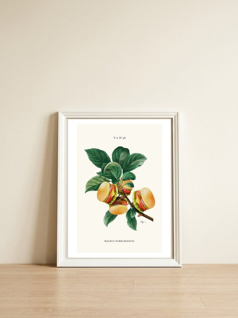 Burger Plant — framed, leaning against the wall