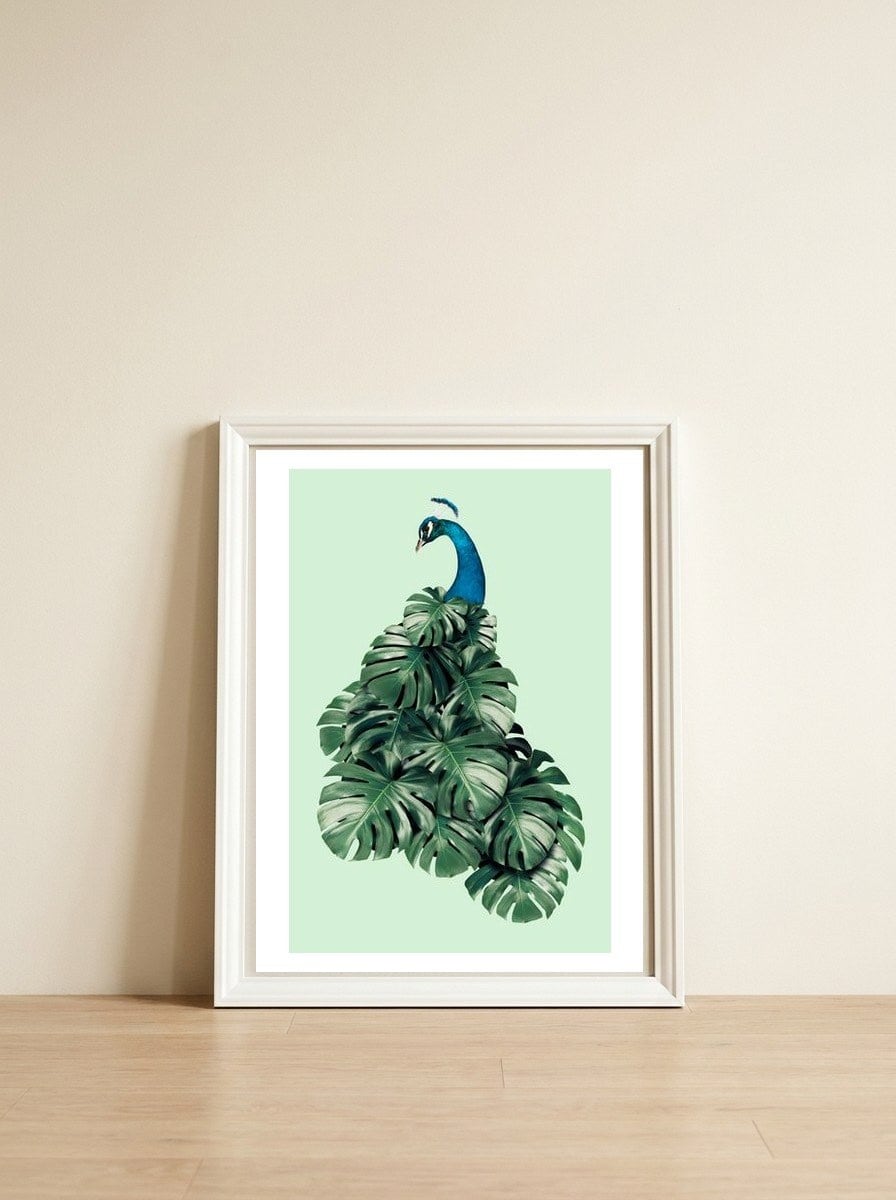Monstera Bird — framed, leaning against the wall