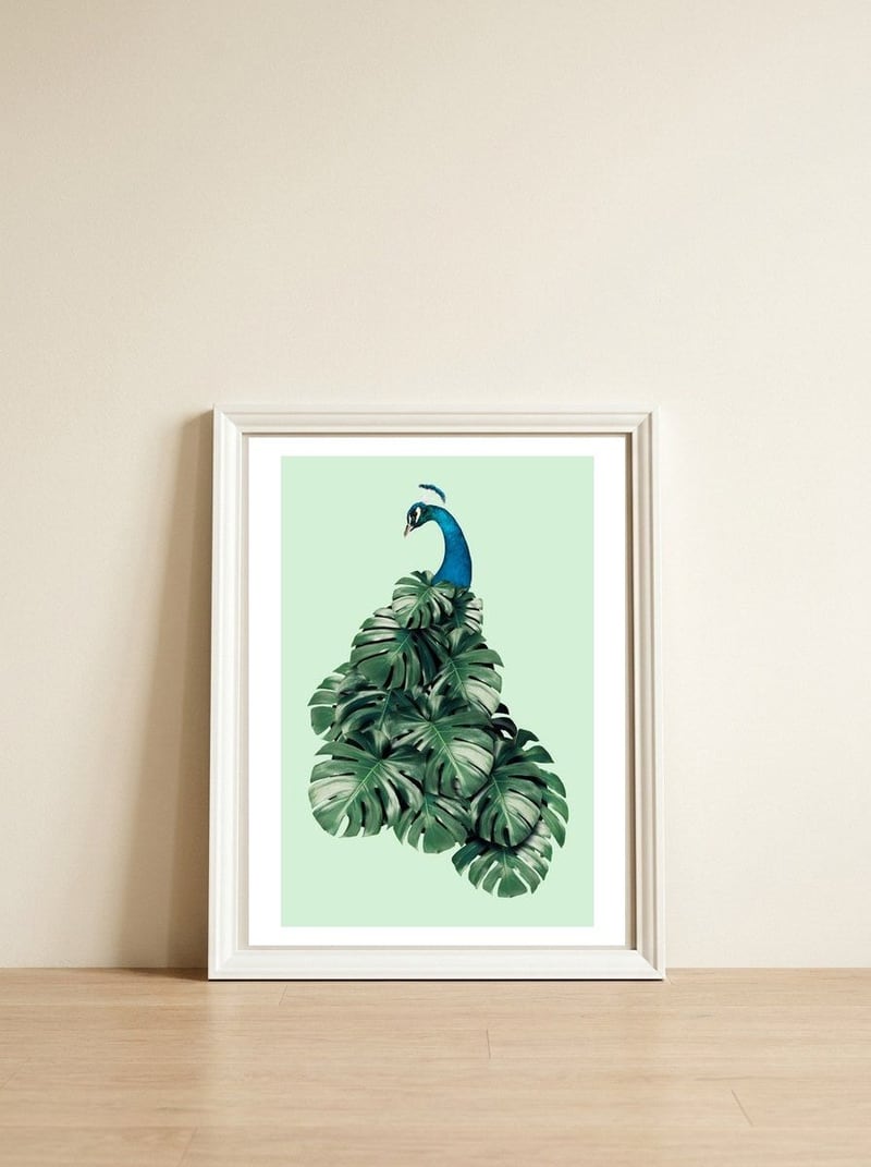 Monstera Bird — framed, leaning against the wall