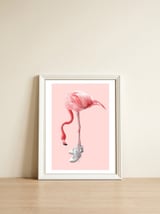 Sneaker Flamingo — framed, leaning against the wall thumbnail