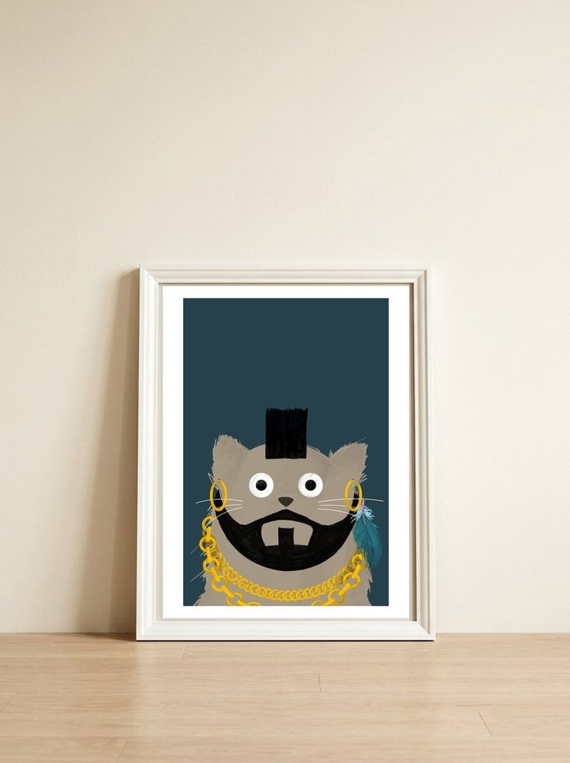 Doozal Cat Mr T — framed, leaning against the wall