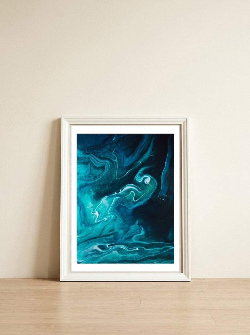Gravity II — framed, leaning against the wall