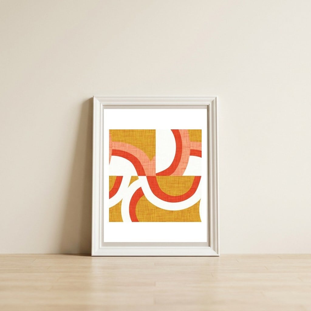 New Mid Mod Freeway Mustard  — framed, leaning against the wall