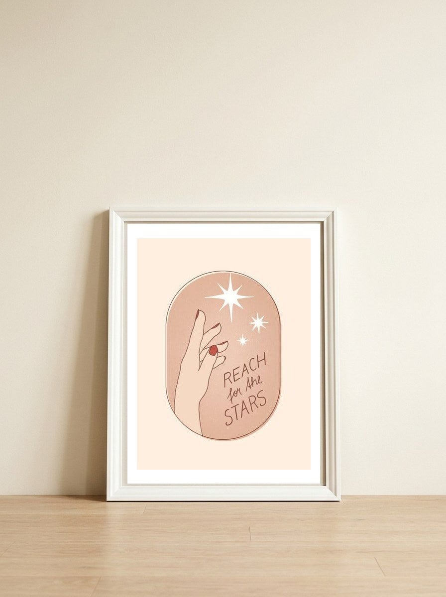 Reach For The Stars — framed, leaning against the wall