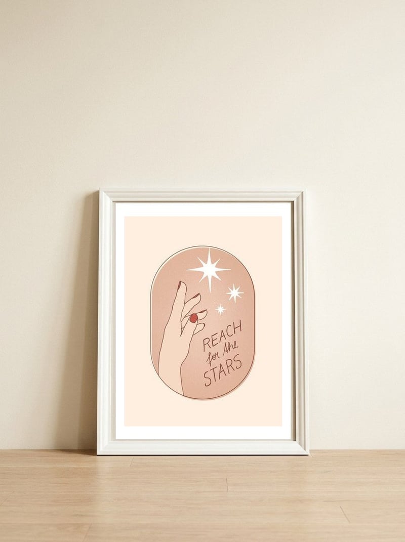 Reach For The Stars — framed, leaning against the wall