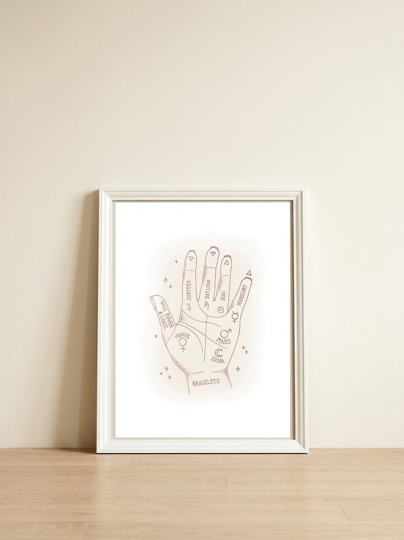 Palmistry — framed, leaning against the wall