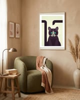 Mid Century Geometric Black Cat framed in a tender room thumbnail