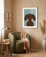 Mid Century Geometric Dachshund Dog framed in a tender room thumbnail