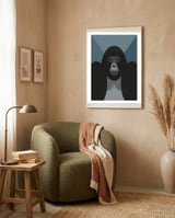 Mid Century Geometric Gorilla framed in a tender room thumbnail