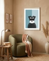 Mid Century Geometric Miniature Schnauzer Dog framed in a tender room thumbnail