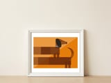 Mid Century Geometric Sausage Dog Dachshund — framed, leaning against the wall thumbnail