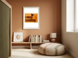 Mid Century Geometric Sausage Dog Dachshund framed in a gentle room thumbnail