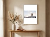 Armenistis Lighthouse Mykonos framed in a welcoming room thumbnail
