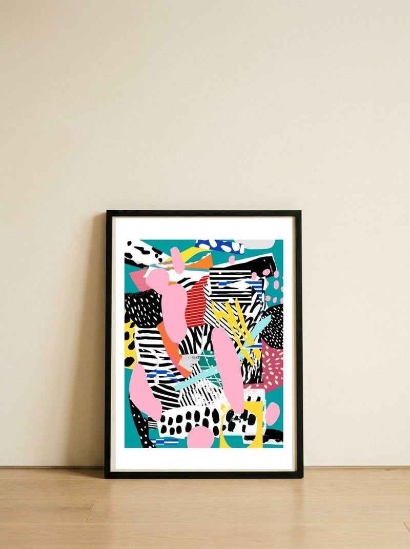Tennis Court — framed, leaning against the wall
