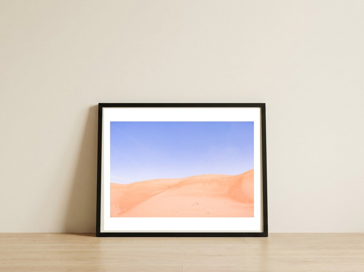 Desert Dunes — framed, leaning against the wall