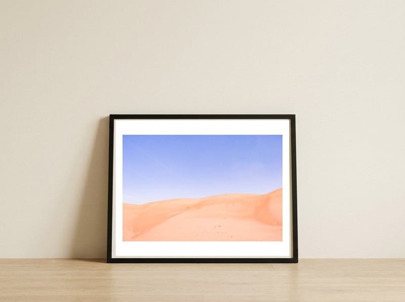 Desert Dunes — framed, leaning against the wall